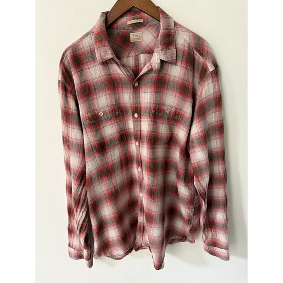Lucky Brand Mens Button Down Shirt XXL Red Plaid Long Sleeve Cotton Casual - Picture 1 of 9